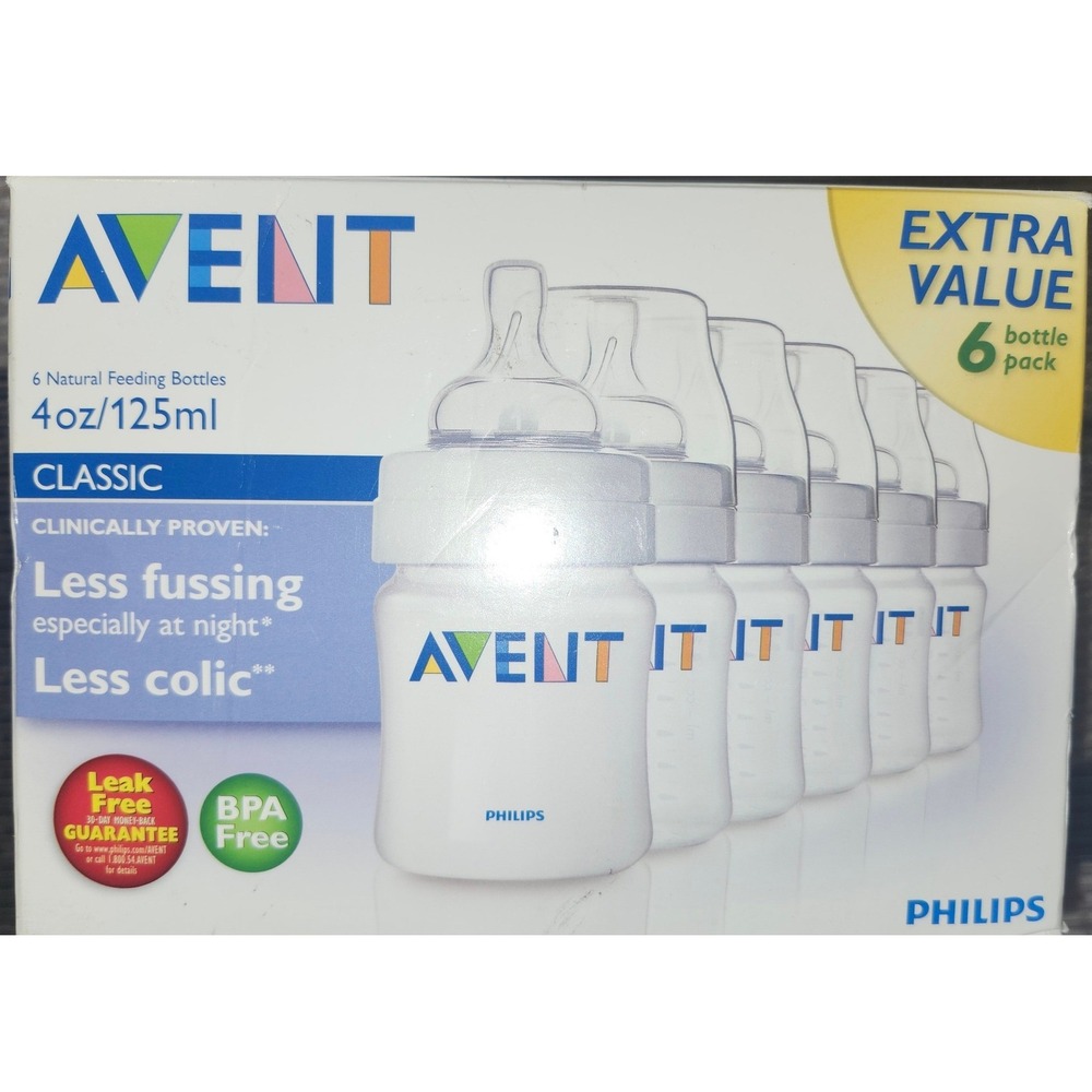 Philips Avent Classic 4oz Baby Bottles 6 Pack Anti-Colic BPA-Free OW41001BR